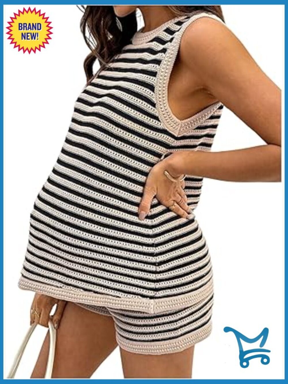 Maternity Striped Tank Top and Shorts Set Knit Lounge Wear Mama Clothes